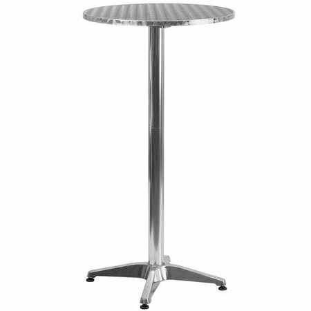 FLASH FURNITURE TLH-059A-GG 23 1/4'' Aluminum Round Bar Height Folding Table with Base 354TLH059AGG